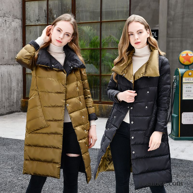 Daunenjacke Petrol Damen Neu Damen Allgleiches Daunenjacke Langer Abschnitt Trend Ausverkauf Blau Licht Winter Günstig