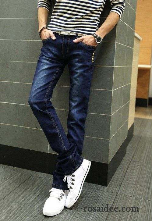 Jeans Herren Herbst Jeans Gerade Neu Lange Schlank Dünn Elastisch Herren Trend Hose Billig