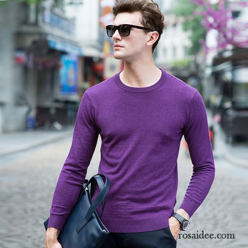 Dicke Herren Pullover Neu Herren Strickwaren Trend Rundhals Allgleiches Rein Pullover Lange Ärmel Herbst Winter