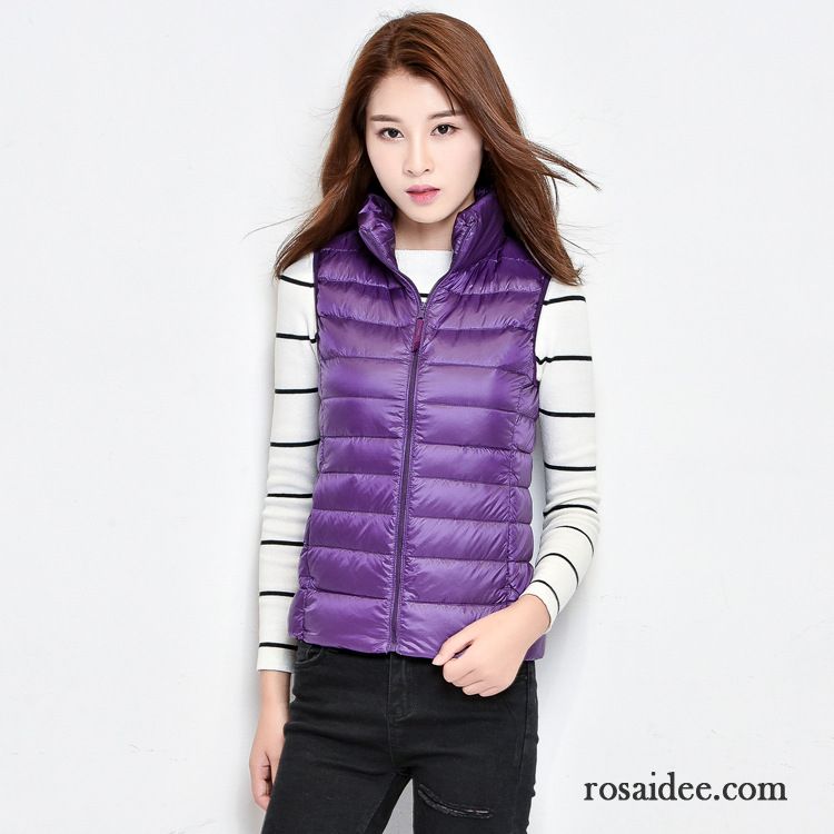 Dunkelblaue Winterjacke Damen Neu Große Größe Dünn Damen Stehkragen Freizeit Kurzer Absatz Licht Daunenjacke Weste Günstig
