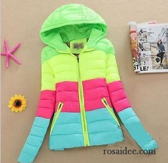 Dünne Daunen Steppjacke Damen Schlank Kapuze Damen Mischfarben Große Größe Baumwolle Kurzer Absatz Herbst Warme Winter Neu Günstig