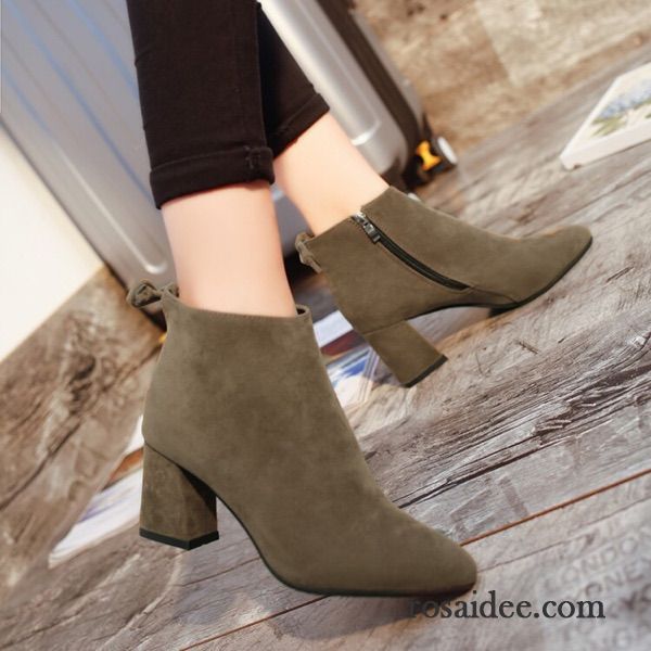 Elegant Damenschuhe Plus Samt Reißverschluss Schuhe Dick Runde Zehe Martin Stiehlt Neue Herbst Winter Allgleiches England Kurze Damen