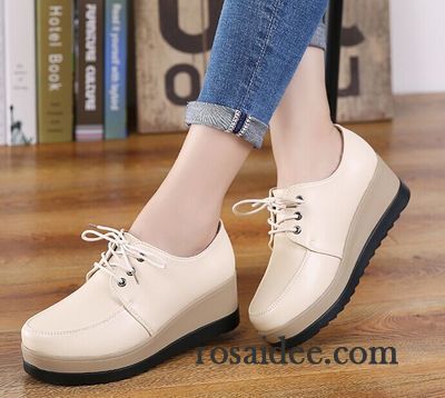 Exklusive Schuhe Online Casual Damen Neue Schnürschuhe Mode Plateauschuhe England Herbst Lederschuhe Feder Dicke Sohle Keilschuhe Günstig