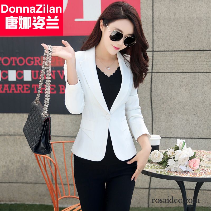 Festliche Schwarze Blazer Mantel Kostüm Herbst Anzüge Schlank Neu Bolero Damen Lange Ärmel Dünn Allgleiches Billig