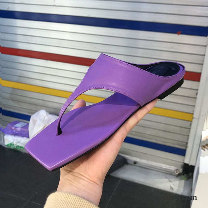 Flip Flops Damen Allgleiches Schüler Neue Flache Hausschuhe Sommer Sandfarben Purpur Lila