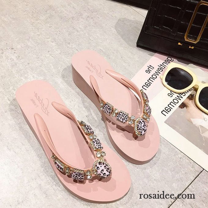 Flip Flops Damen Dicke Sohle Mode Trend Allgleiches Sommer Hausschuhe Rosa