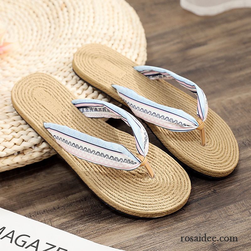 Flip Flops Damen Hausschuhe Sommer Neue Rutschsicher Marineblau Sandfarben