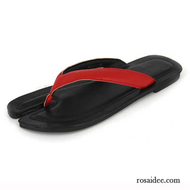 Flip Flops Damen Pantolette Mode Sommer Rutschsicher Schüler Schwarz Rot