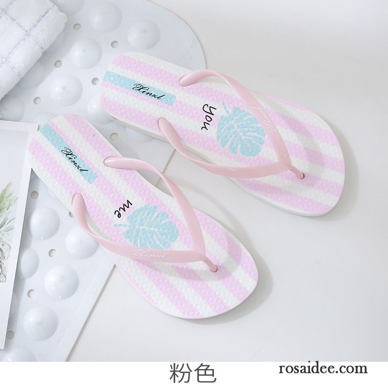 Flip Flops Damen Pantolette Schüler Karikatur Flache Allgleiches Sommer Sandfarben Blau