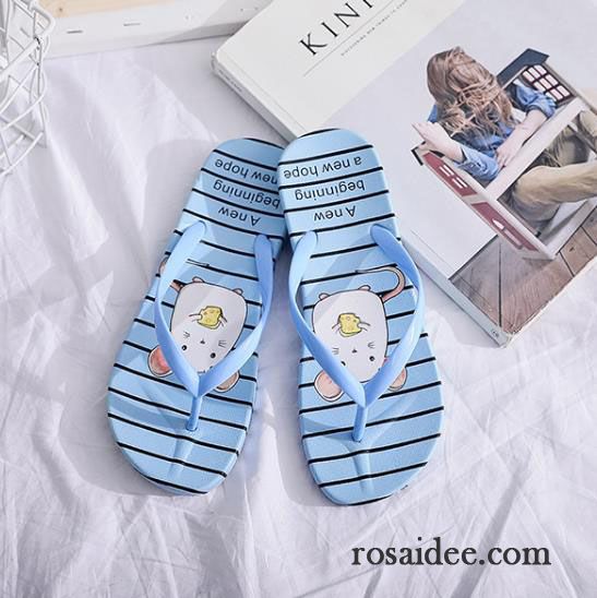 Flip Flops Damen Sommer Karikatur Hausschuhe Trend Mode Rutschsicher Sandfarben