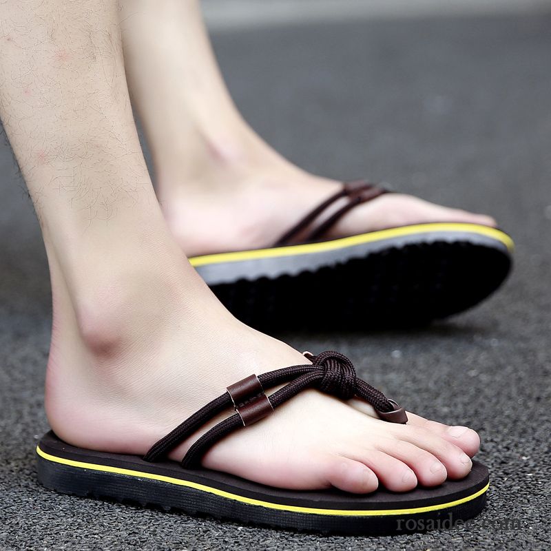 Flip Flops Herren Feder Rutschsicher Trend Sommer Sandalen Persönlichkeit Sandfarben Weiß