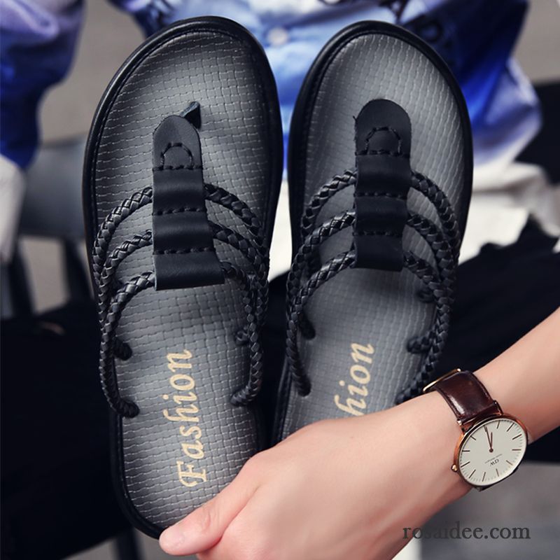 Flip Flops Herren Feder Rutschsicher Trend Sommer Sandalen Persönlichkeit Sandfarben Weiß