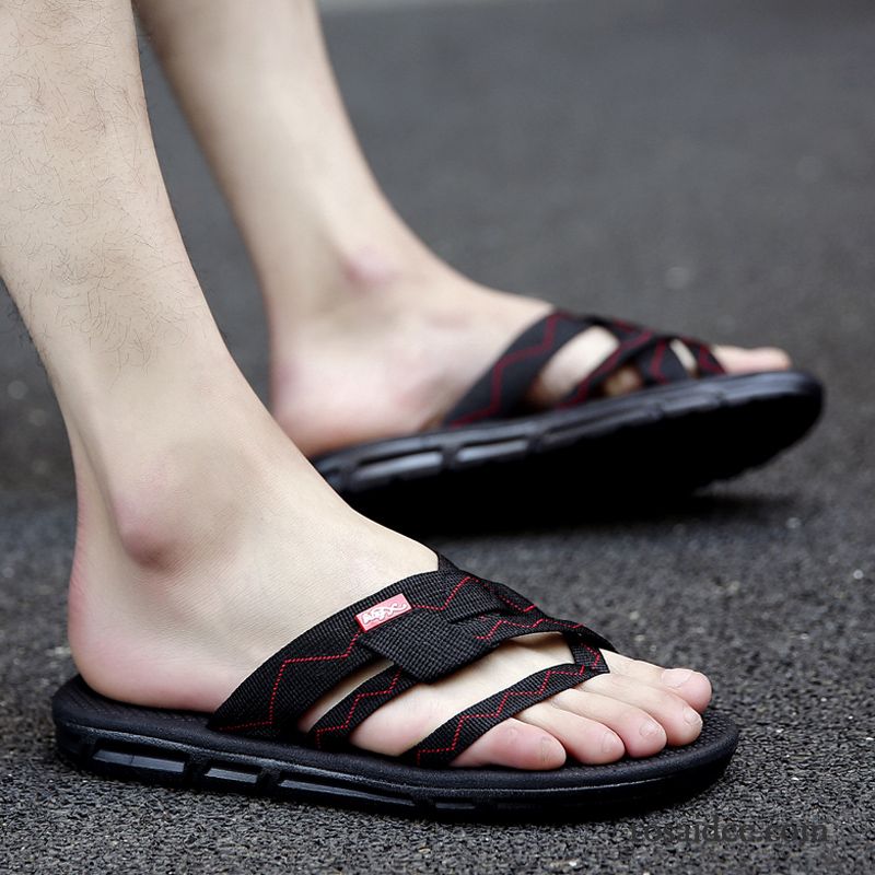 Flip Flops Herren Feder Rutschsicher Trend Sommer Sandalen Persönlichkeit Sandfarben Weiß