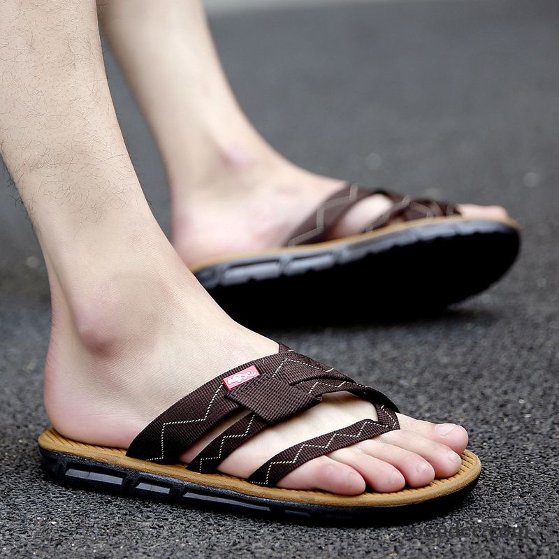 Flip Flops Herren Feder Rutschsicher Trend Sommer Sandalen Persönlichkeit Sandfarben Weiß