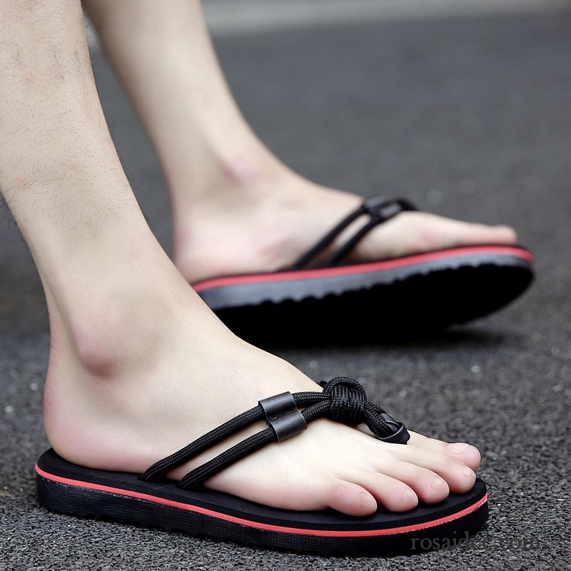 Flip Flops Herren Feder Rutschsicher Trend Sommer Sandalen Persönlichkeit Sandfarben Weiß