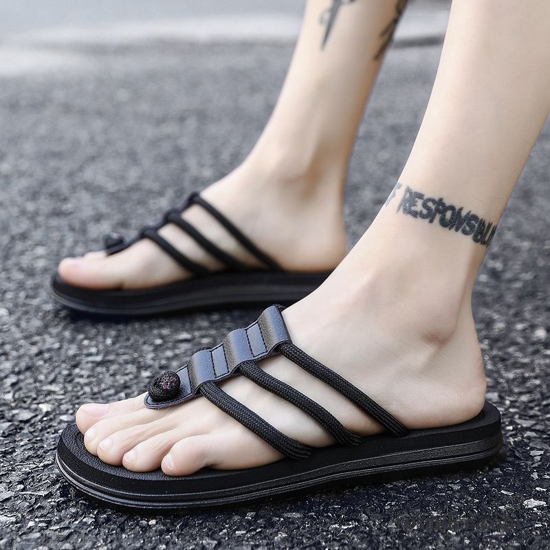 Flip Flops Herren Hausschuhe Einfach Persönlichkeit Trend Atmungsaktiv Mode Sandfarben Schwarz