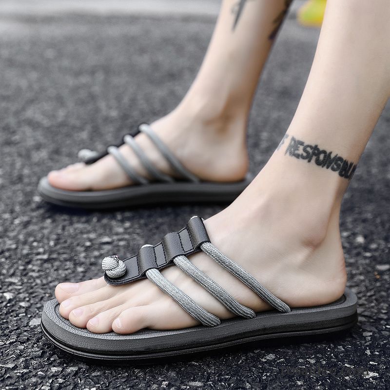 Flip Flops Herren Hausschuhe Einfach Persönlichkeit Trend Atmungsaktiv Mode Sandfarben Schwarz