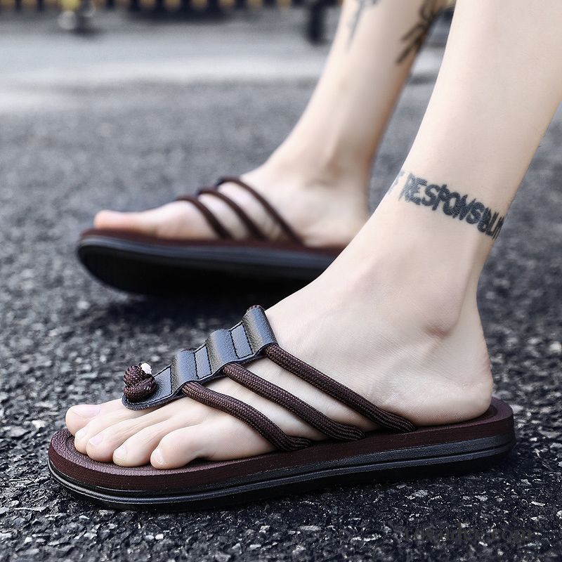 Flip Flops Herren Hausschuhe Einfach Persönlichkeit Trend Atmungsaktiv Mode Sandfarben Schwarz