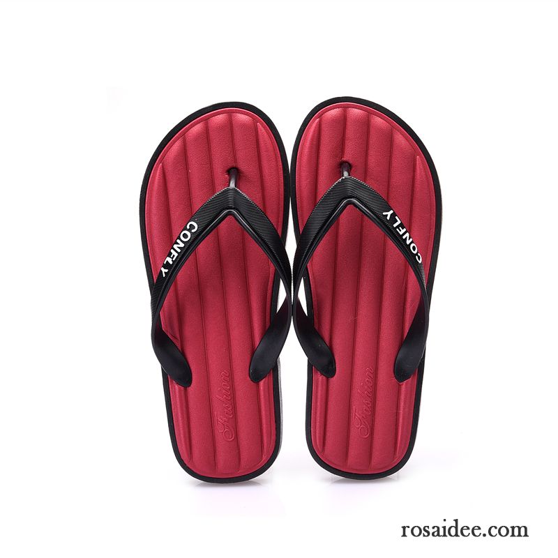 Flip Flops Herren Hausschuhe Schüler Sommer Neue Trend Rutschsicher Sandfarben Rot