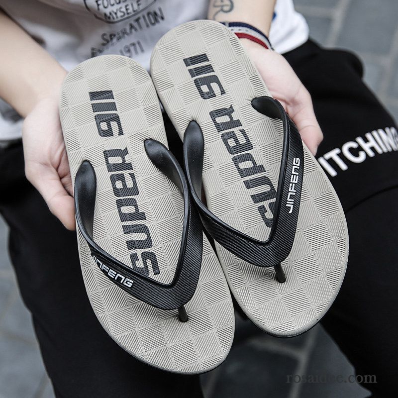 Flip Flops Herren Hausschuhe Wasserdicht Weiche Sohle Sommer Rutschsicher Lovers Mischfarben Grau