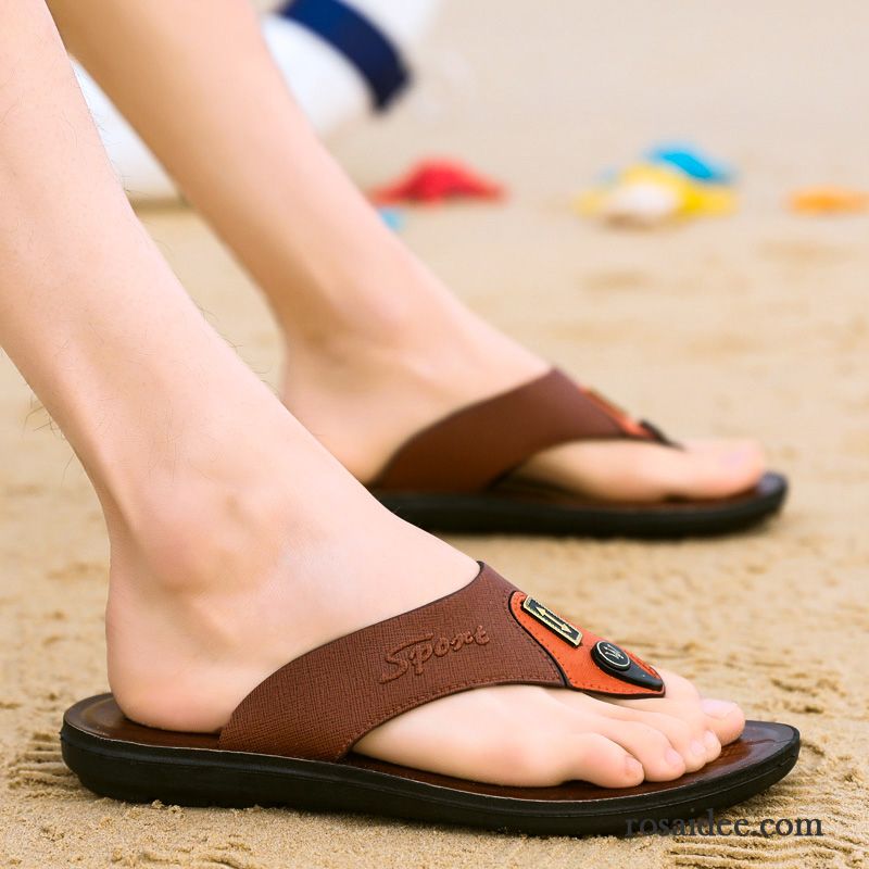 Flip Flops Herren Mode Trend Sommer Gummi Casual Rutschsicher Sandfarben Braun
