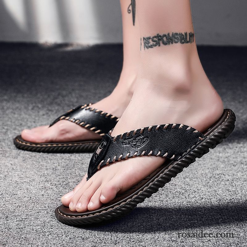 Flip Flops Herren Neue Hausschuhe Mode Trend Sommer Sandalen Sandfarben Schwarz