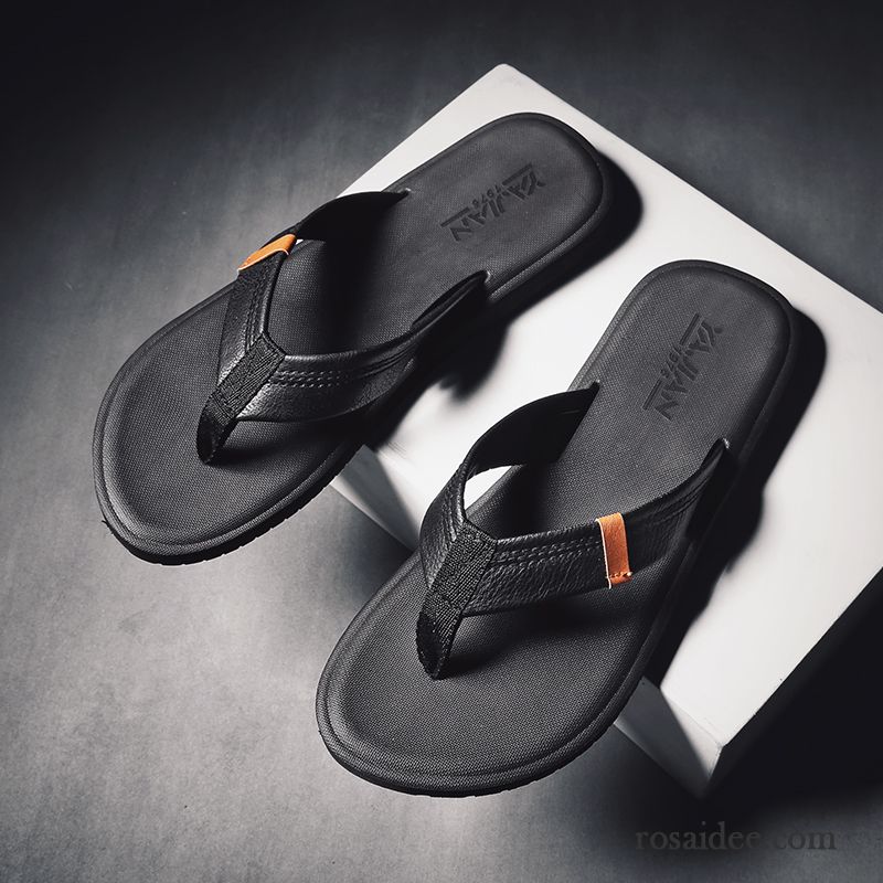 Flip Flops Herren Neue Rutschsicher Mode Schuhe Persönlichkeit Trend Sandfarben Schwarz