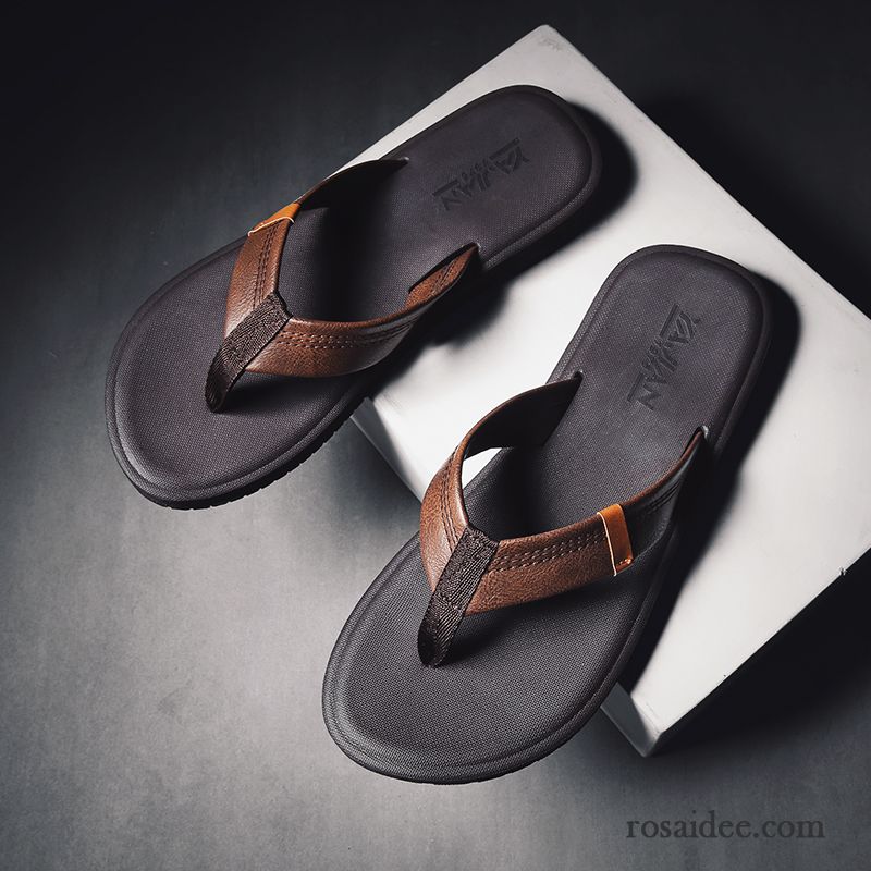 Flip Flops Herren Neue Rutschsicher Mode Schuhe Persönlichkeit Trend Sandfarben Schwarz