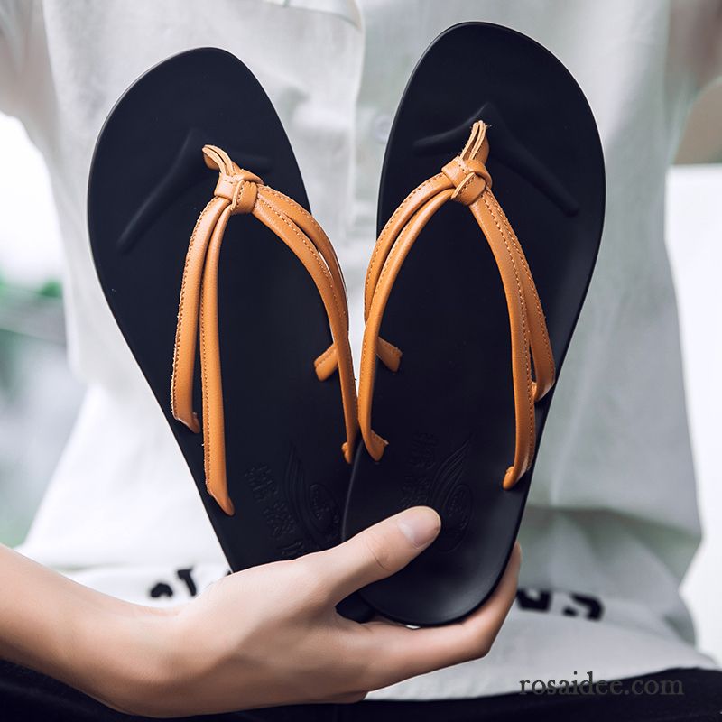 Flip Flops Herren Pantolette Neue Hausschuhe Sommer Trend Persönlichkeit Sandfarben Braun