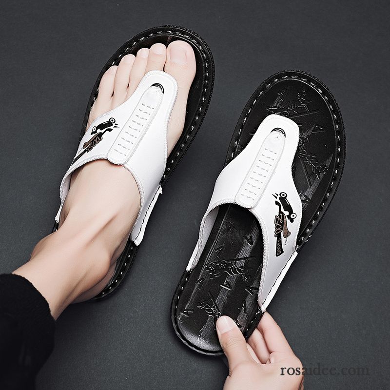 Flip Flops Herren Pantolette Neue Persönlichkeit Sommer Rutschsicher Sandalen Weiß