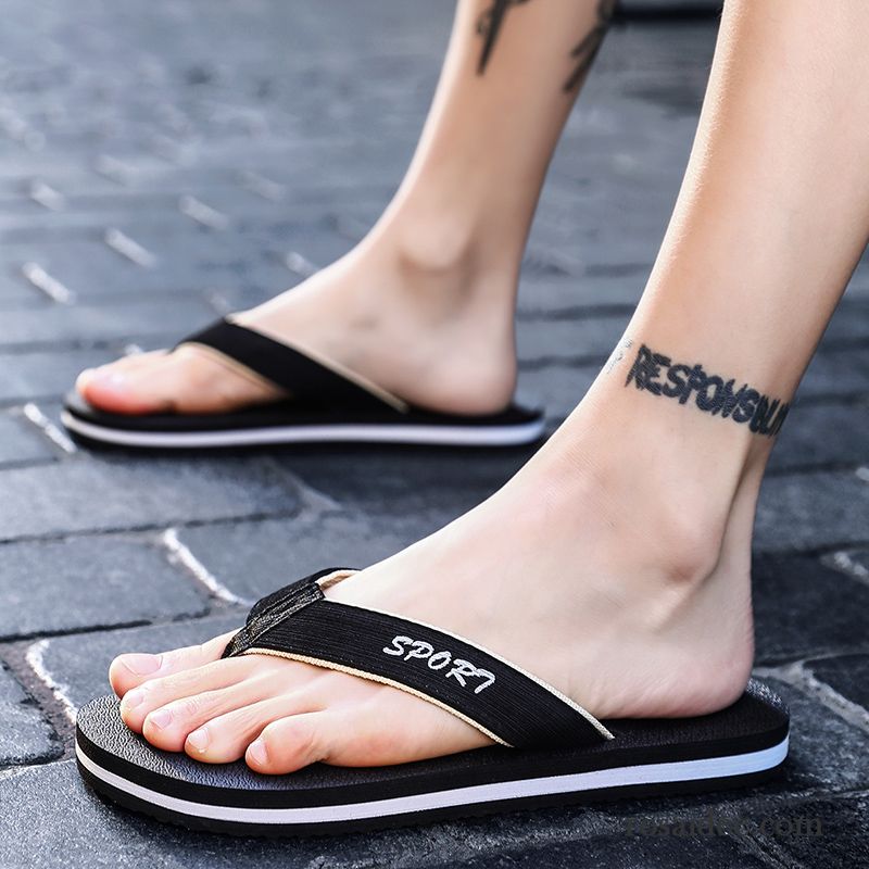 Flip Flops Herren Persönlichkeit Hausschuhe Sandalen Sommer Trend Rutschsicher Sandfarben Schwarz