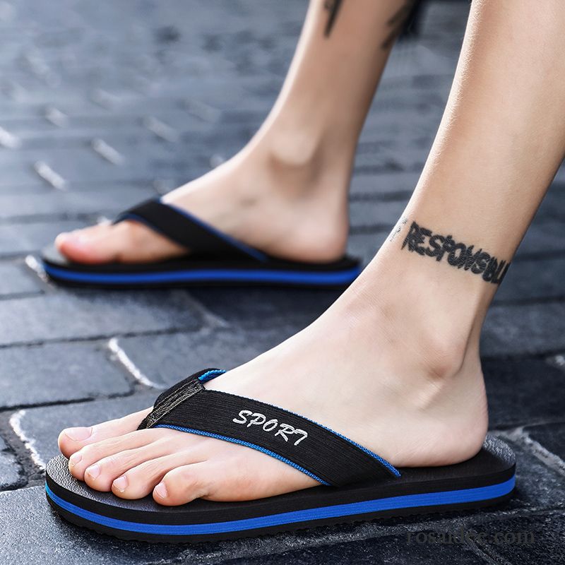 Flip Flops Herren Persönlichkeit Hausschuhe Sandalen Sommer Trend Rutschsicher Sandfarben Schwarz