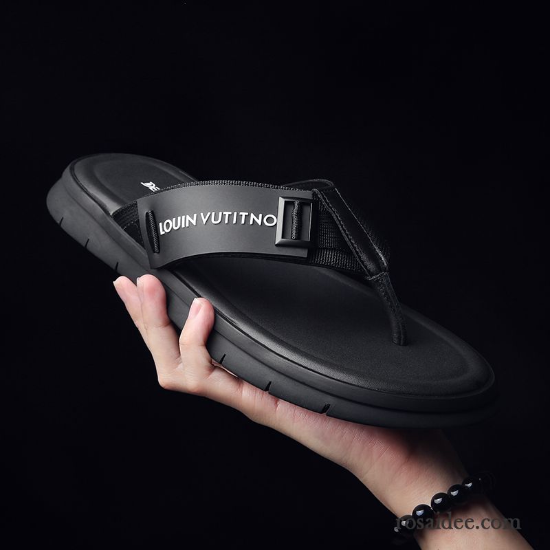 Flip Flops Herren Persönlichkeit Mode Weiche Sohle Hausschuhe Trend Sommer Schwarz