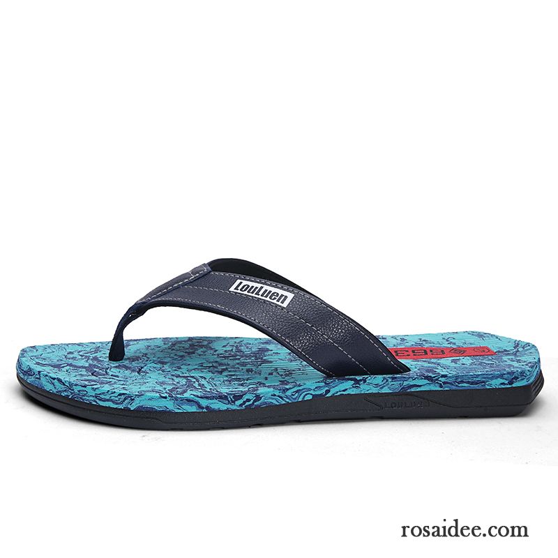 Flip Flops Herren Persönlichkeit Sommer Neue Trend Pantolette Hausschuhe Sandfarben Blau