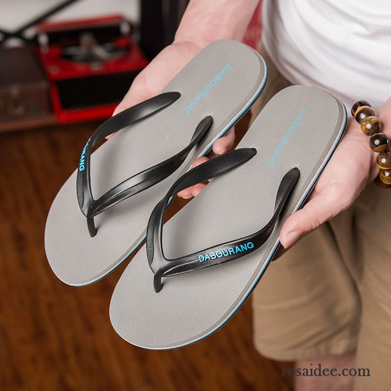 Flip Flops Herren Rutschsicher Pantolette Sommer Große Größe Einfach Casual Grün Sandfarben