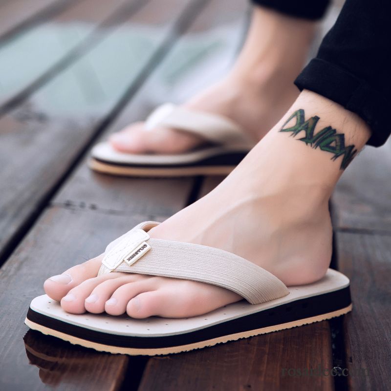 Flip Flops Herren Rutschsicher Sandalen Hausschuhe Persönlichkeit Trend Sommer Grün Sandfarben