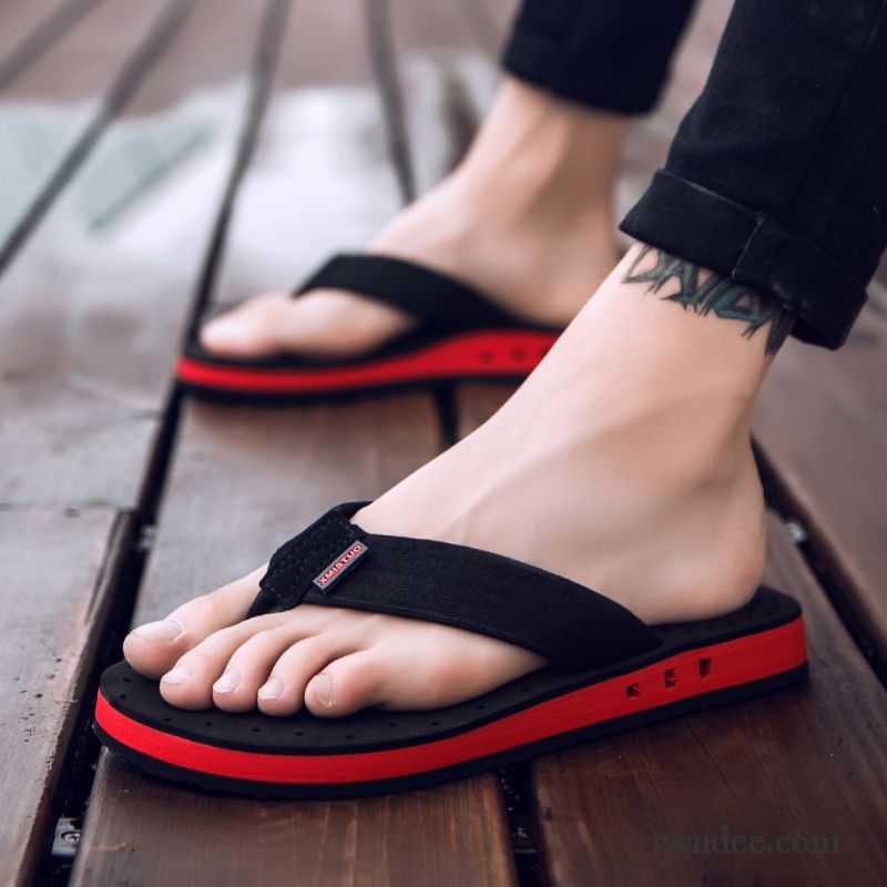 Flip Flops Herren Rutschsicher Sandalen Hausschuhe Persönlichkeit Trend Sommer Grün Sandfarben