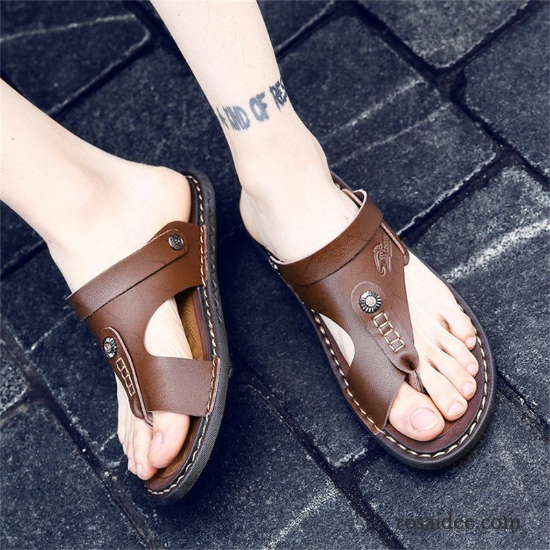 Flip Flops Herren Rutschsicher Trend Sommer Weiche Sohle Sandalen Pantolette Sandfarben Schwarz