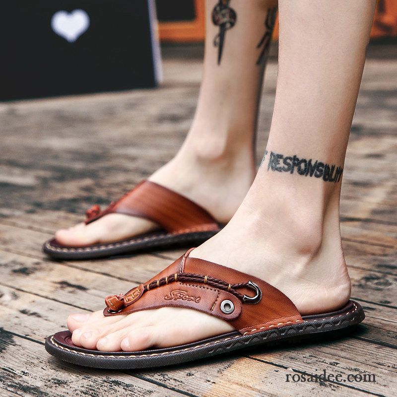 Flip Flops Herren Rutschsicher Trend Sommer Weiche Sohle Sandalen Pantolette Sandfarben Schwarz