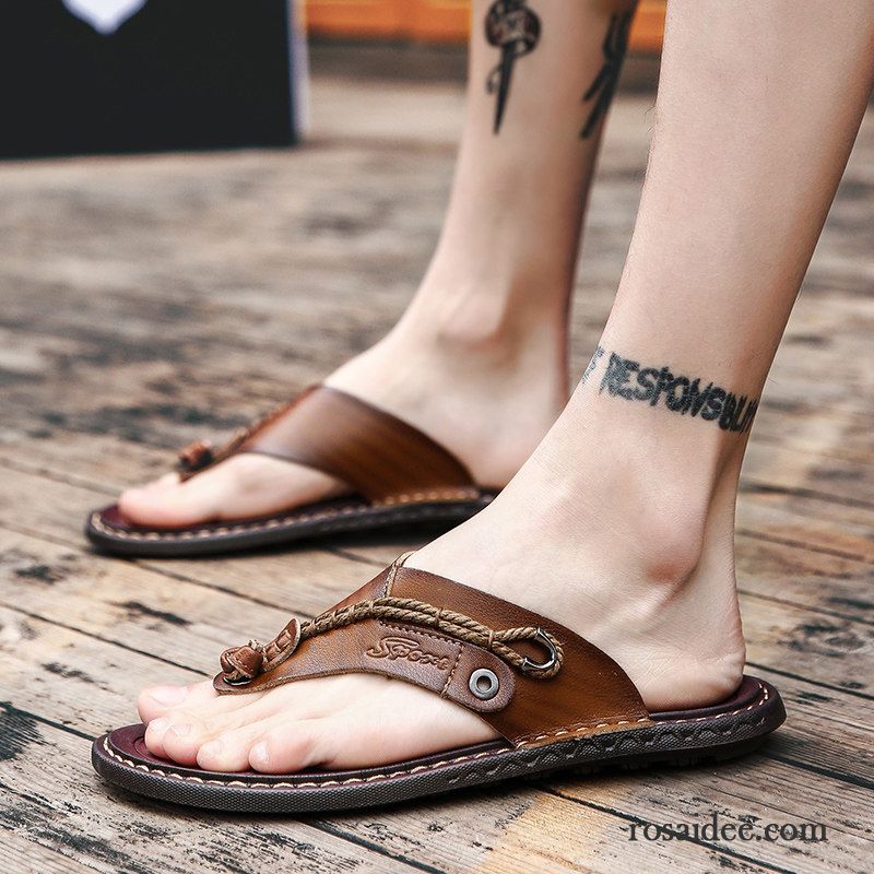 Flip Flops Herren Rutschsicher Trend Sommer Weiche Sohle Sandalen Pantolette Sandfarben Schwarz