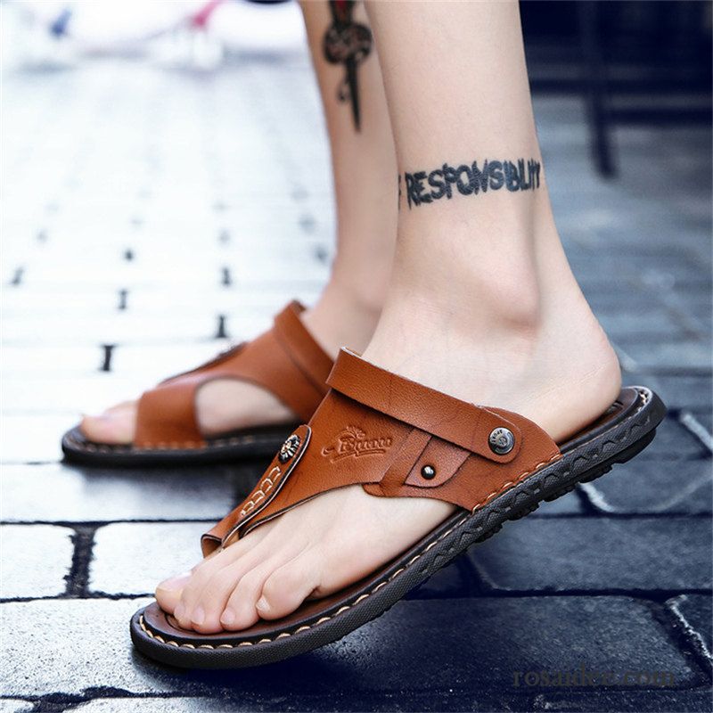 Flip Flops Herren Rutschsicher Trend Sommer Weiche Sohle Sandalen Pantolette Sandfarben Schwarz