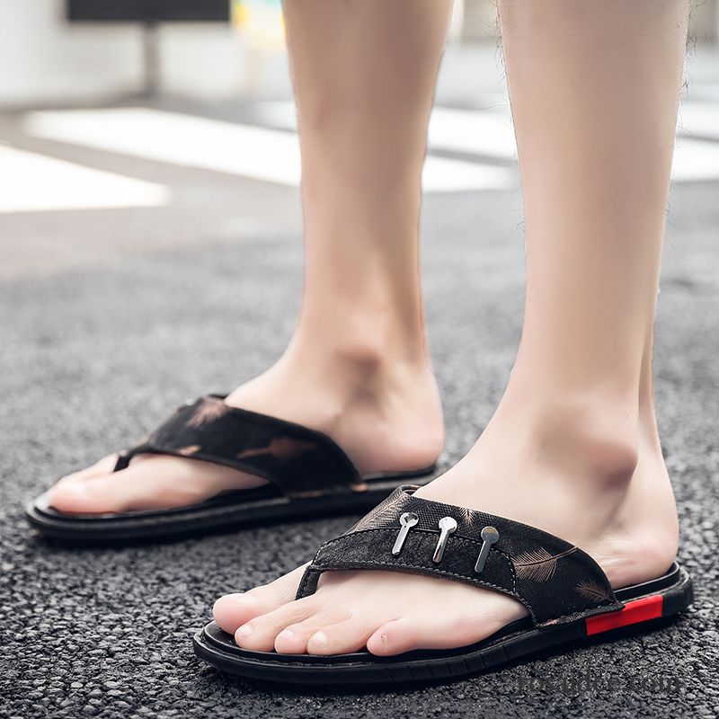 Flip Flops Herren Sandalen Persönlichkeit Hausschuhe Rutschsicher Trend Sommer Schwarz Rot