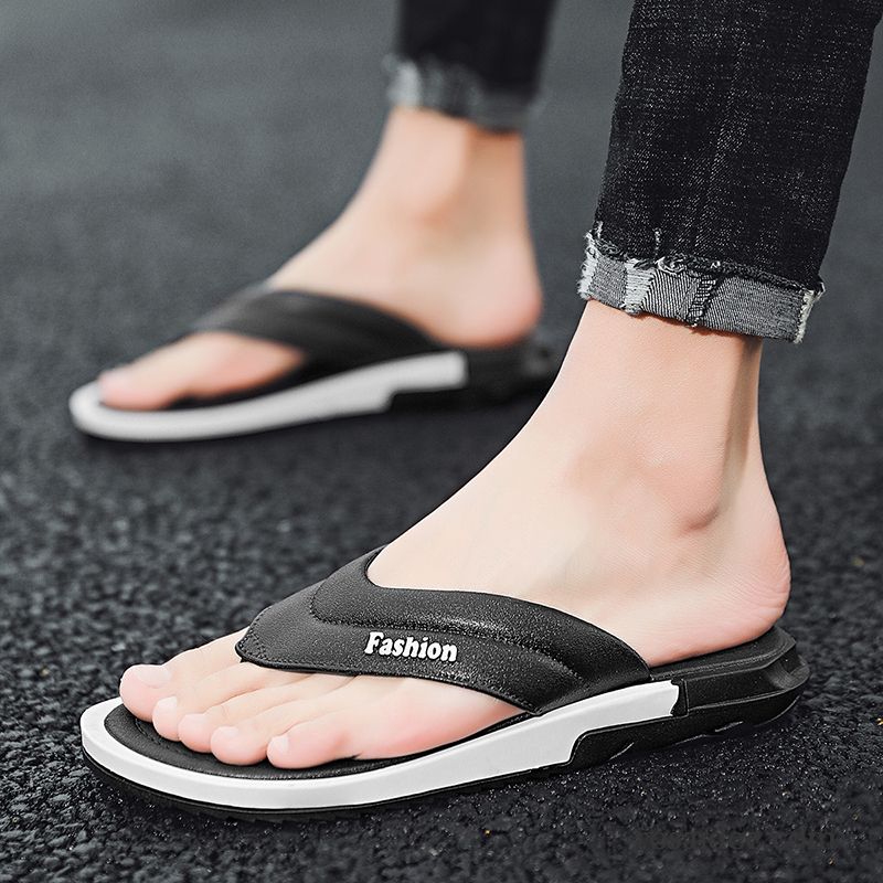 Flip Flops Herren Sandalen Persönlichkeit Sommer Trend Licht Rutschsicher Sandfarben Weiß