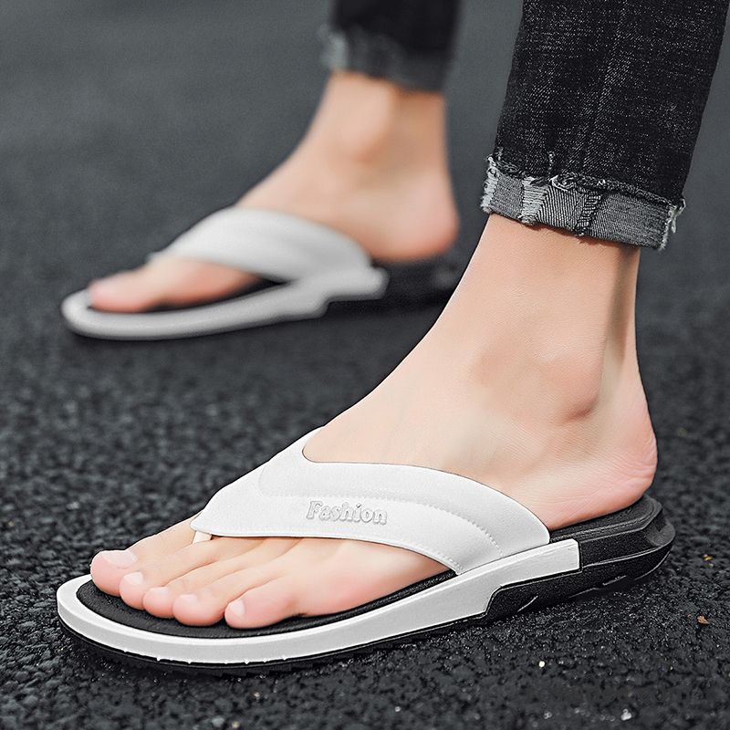 Flip Flops Herren Sandalen Persönlichkeit Sommer Trend Licht Rutschsicher Sandfarben Weiß