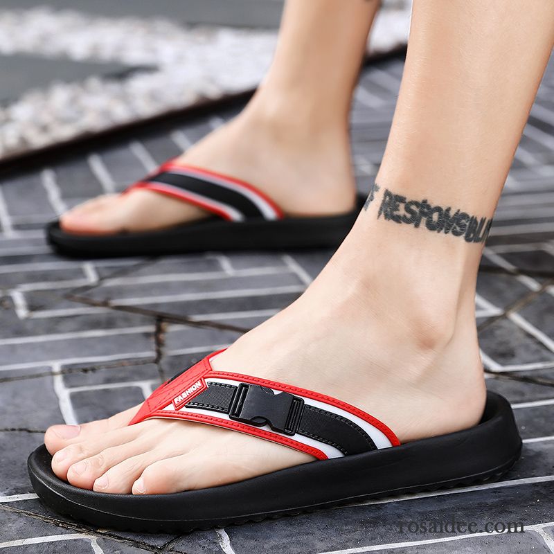 Flip Flops Herren Sandalen Sommer Neue Trend Schuhe Pantolette Sandfarben Rot