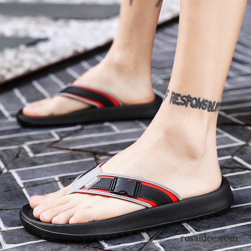 Flip Flops Herren Sandalen Sommer Neue Trend Schuhe Pantolette Sandfarben Rot