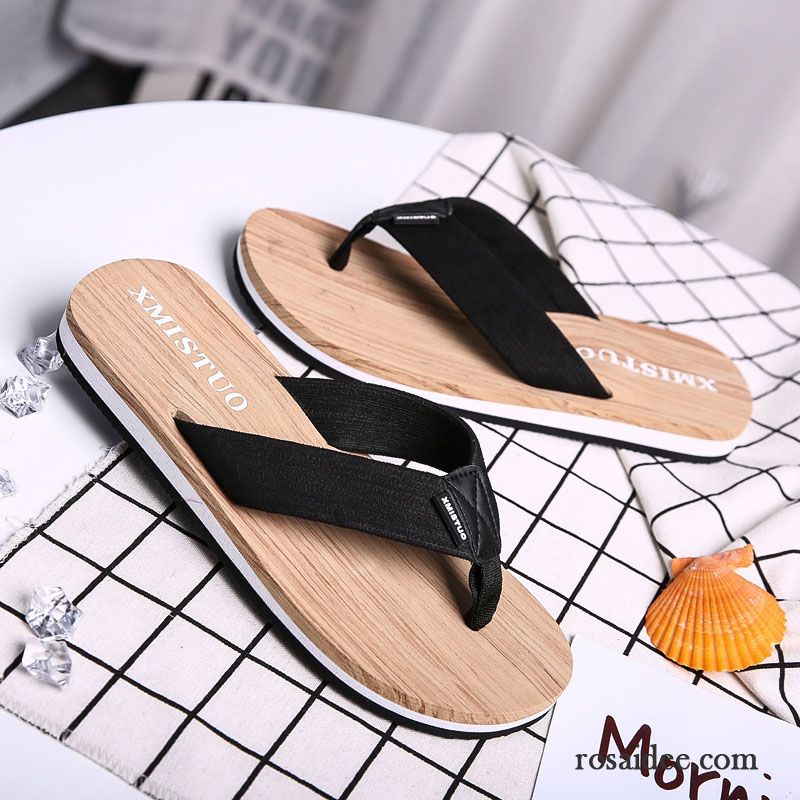 Flip Flops Herren Schuhe Hausschuhe Sommer Weiche Sohle Dicke Sohle Tragen Sandfarben Schwarz