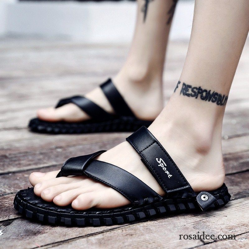 Flip Flops Herren Schuhe Neue Sandalen Trend Sommer Pantolette Sandfarben Schwarz