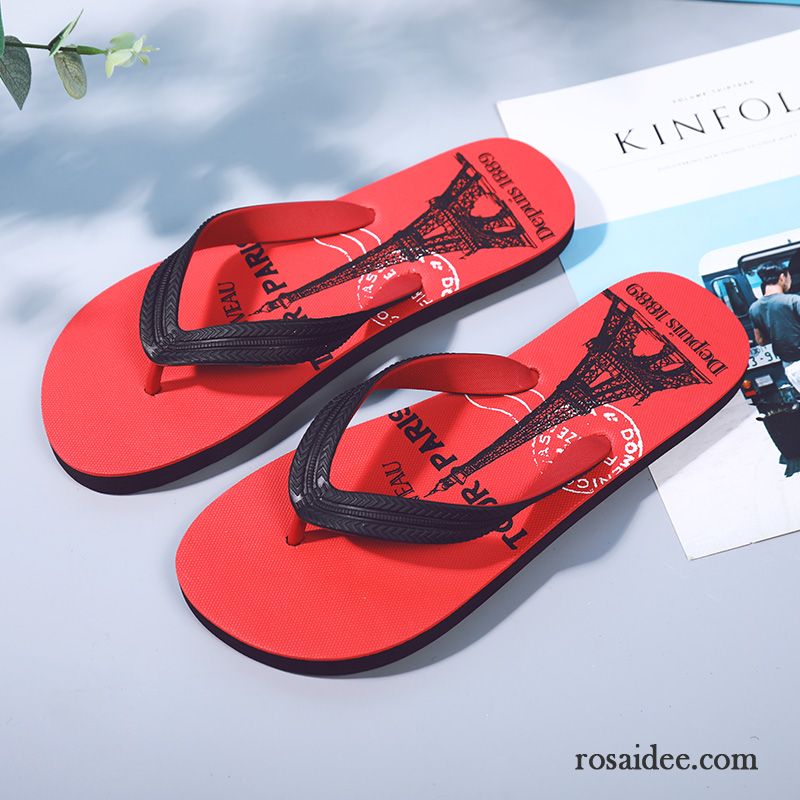 Flip Flops Herren Sommer Allgleiches Neue Sandalen Persönlichkeit Rutschsicher Rot