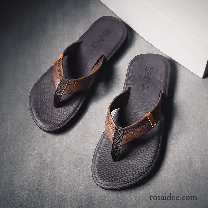 Flip Flops Herren Sommer Casual Hausschuhe Rutschsicher Mode Sandalen Sandfarben Schwarz